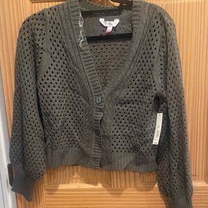 Grey cropped button front Cardi